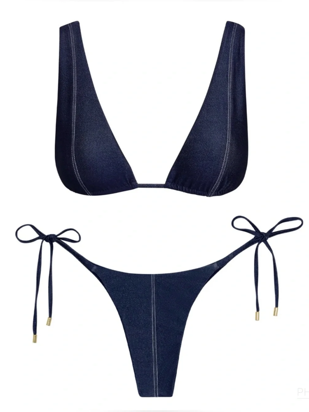 Monday Swimwear Palm Springs Top & Palma Bottom Blue Denim Set M